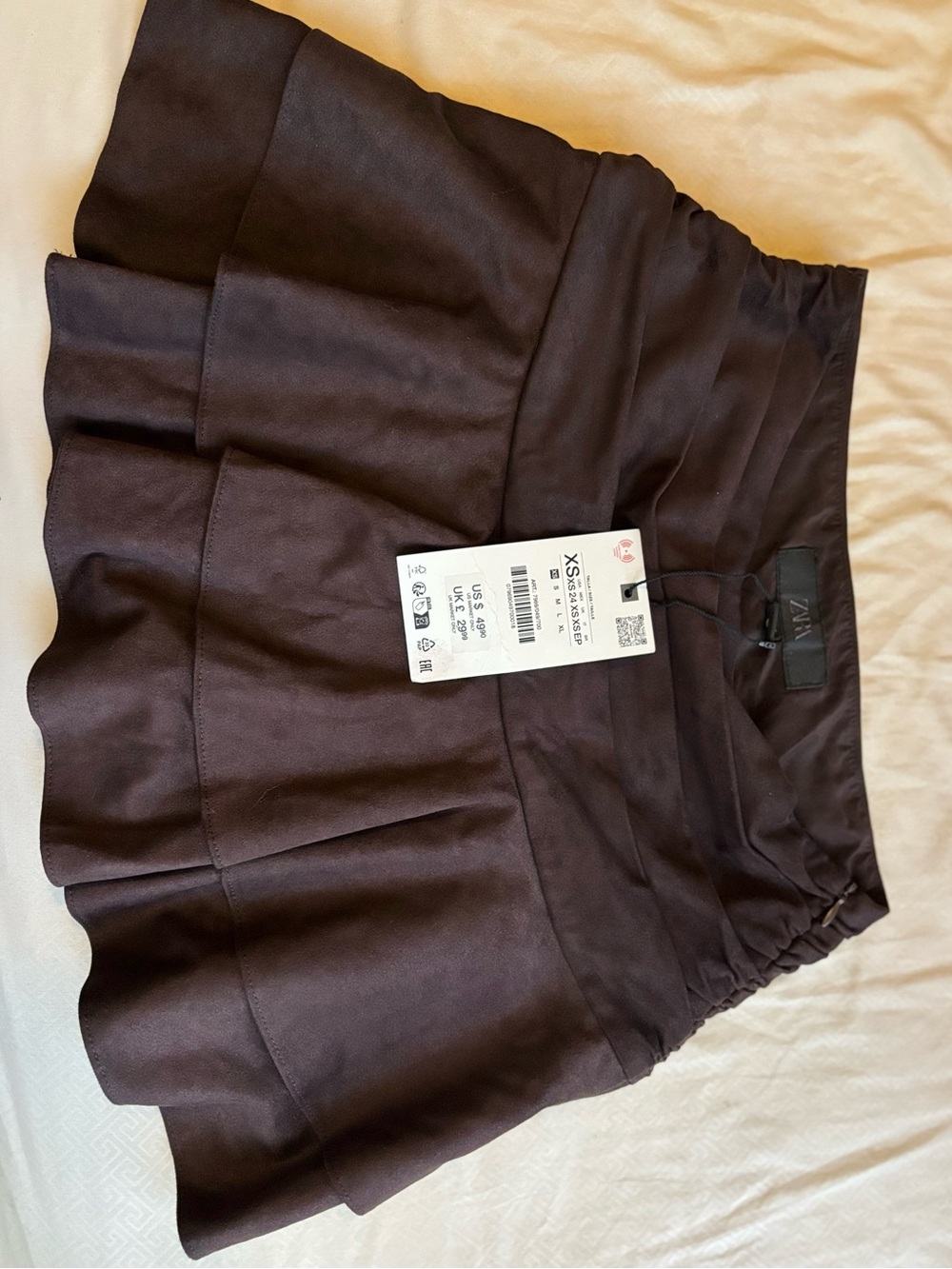 Zara Dark Brown Tiered Flared Mini Skirt